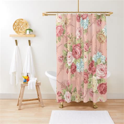 vintage pink shower curtain|pink shower curtains for bathroom.